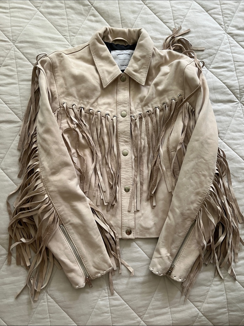 UNDERSTATED LEATHER Mustang Jacket in Marshmellow $495 small - Picture 4 of 16